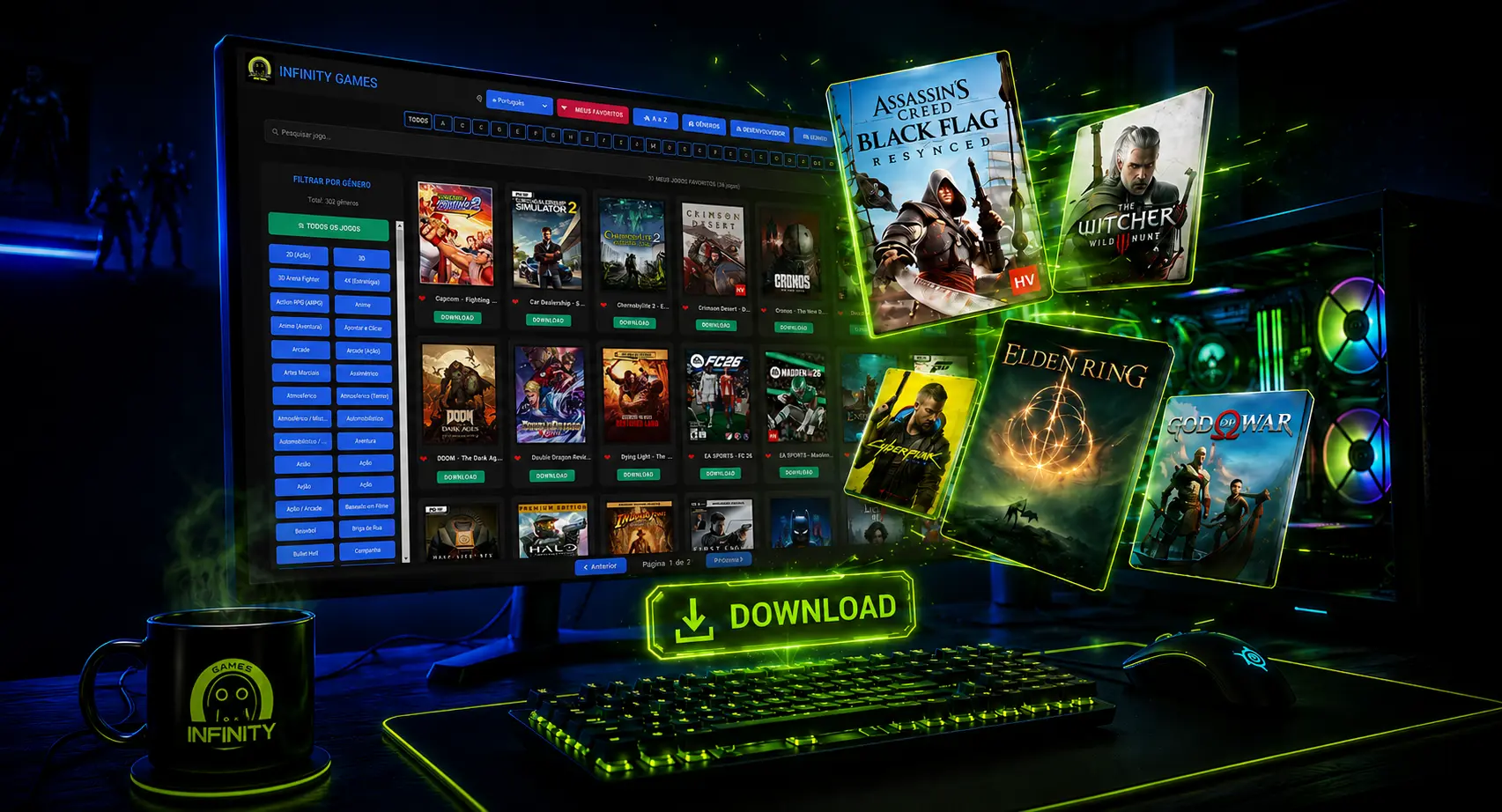 Interface do Infinity Games Downloader