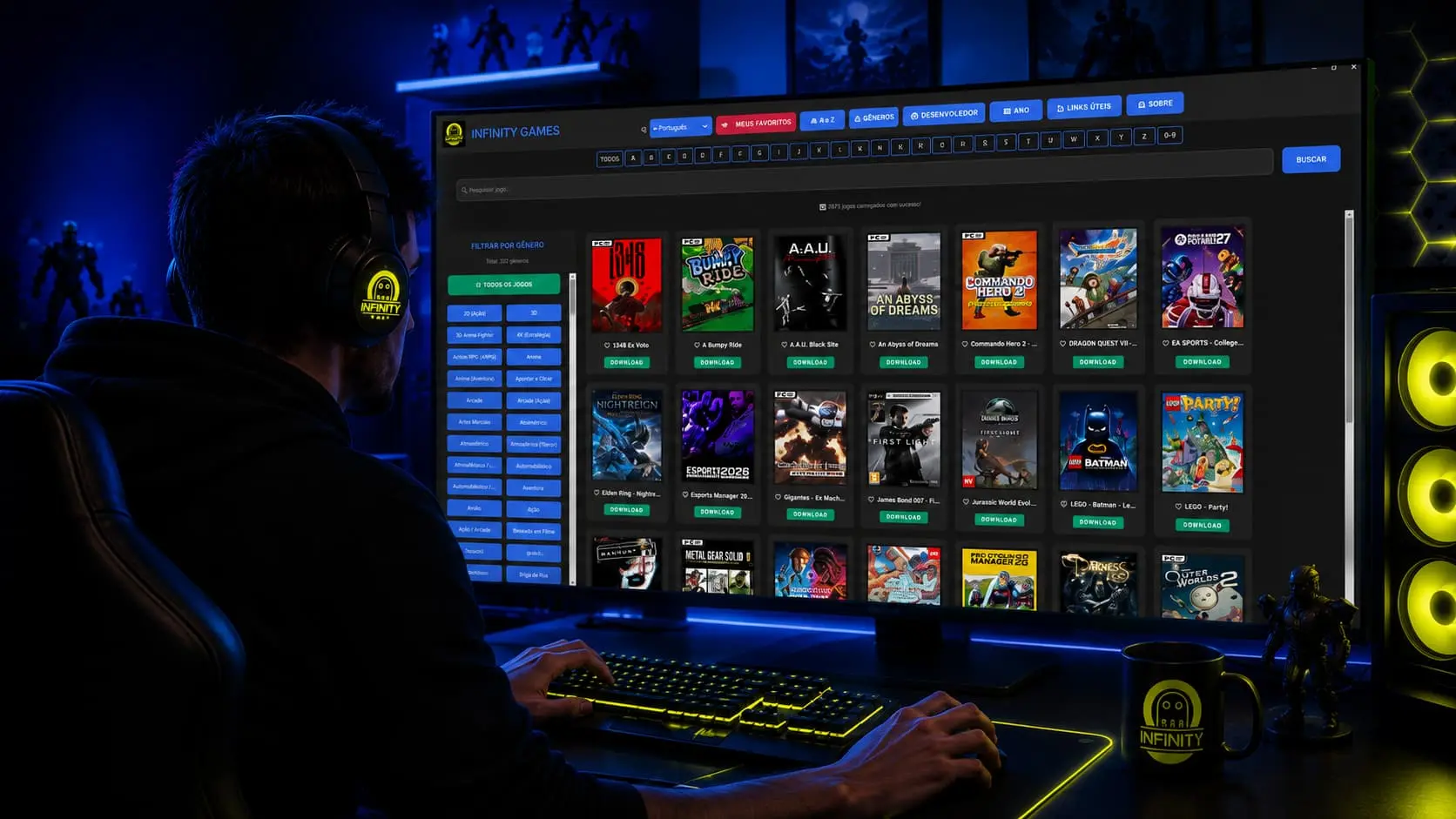 Interface do Infinity Games Downloader