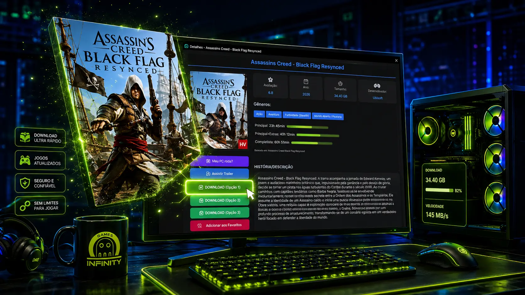Interface do Infinity Games Downloader